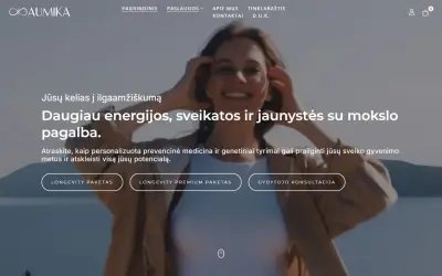 “Aumika” online store – home page on a desktop screen