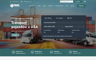 “AWDshipping” website – home page on a desktop screen
