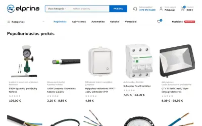 “Elprina” online store – home page on a desktop screen