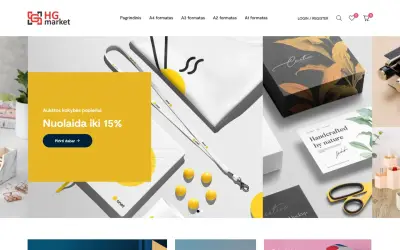 “HG market” online store – home page on a desktop screen