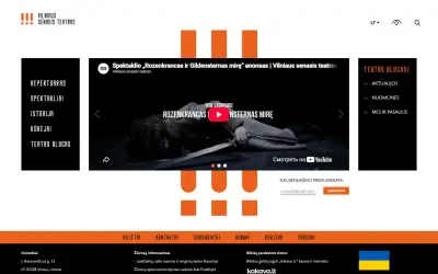 “Vilniaus senasis teatras” website – home page on a desktop screen