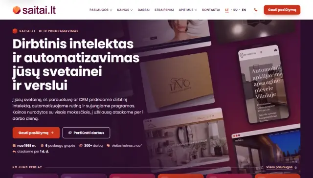 „Saitai.lt“ – naujos versijos pirmas ekranas su paslaugų grupėmis