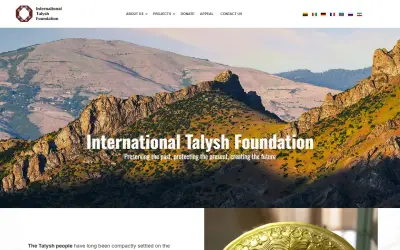 „International Talysh Foundation“ svetainė – pagrindinis puslapis kompiuterio ekrane