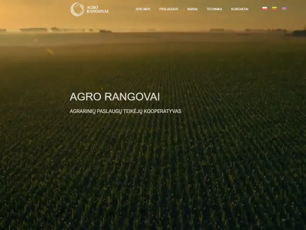 „Agro rangovai“ svetainė – pagrindinis puslapis kompiuterio ekrane
