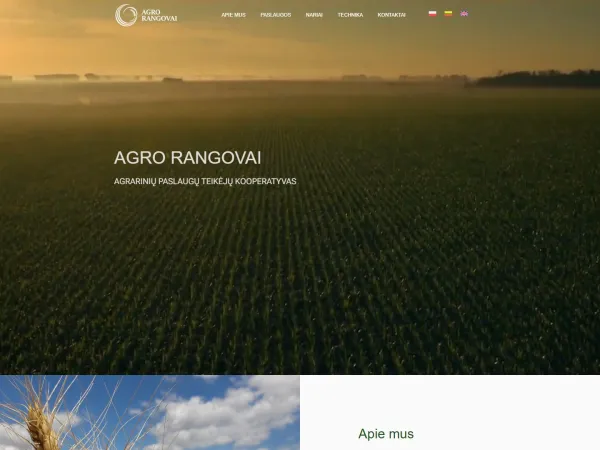 „Agro rangovai“ svetainė – visas pagrindinis puslapis