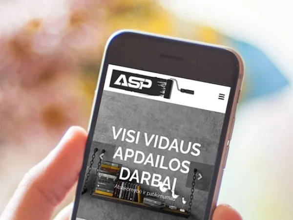 „AS Produktas“ svetainė – mobilioji versija
