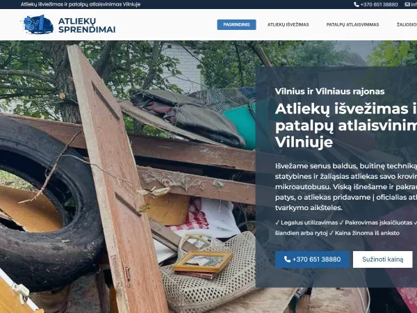 „Atliekų sprendimai“ svetainė – pagrindinis puslapis kompiuterio ekrane
