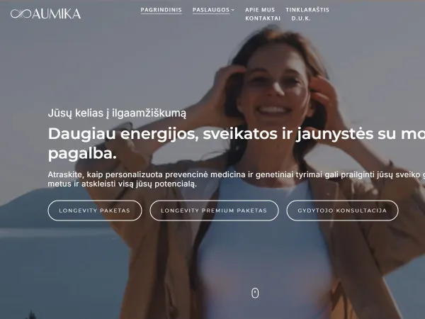 „Aumika“ el. parduotuvė – pagrindinis puslapis kompiuterio ekrane