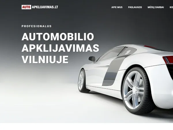 „Autoapklijavimas.lt“ svetainė – pagrindinis puslapis kompiuterio ekrane