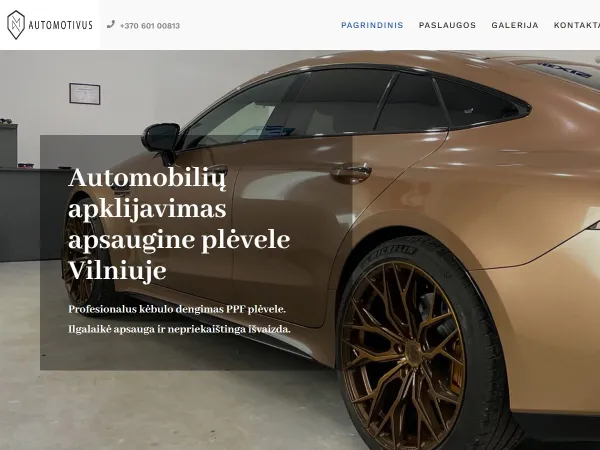 „Automotivus“ svetainė – pagrindinis puslapis kompiuterio ekrane