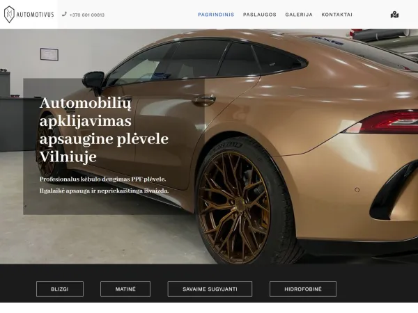 „Automotivus“ svetainė – visas pagrindinis puslapis