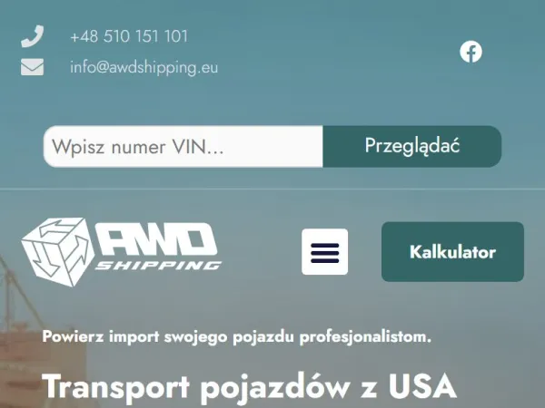 „AWDshipping“ svetainė – mobilioji versija