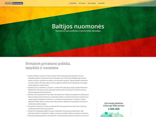 „Baltijos nuomonės“ svetainė – pagrindinis puslapis