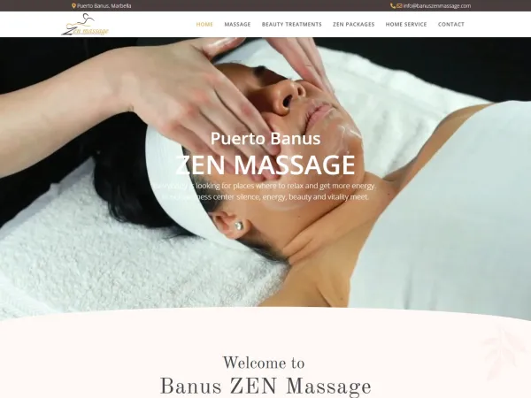 „Banus ZEN Massage“ svetainė – visas pagrindinis puslapis