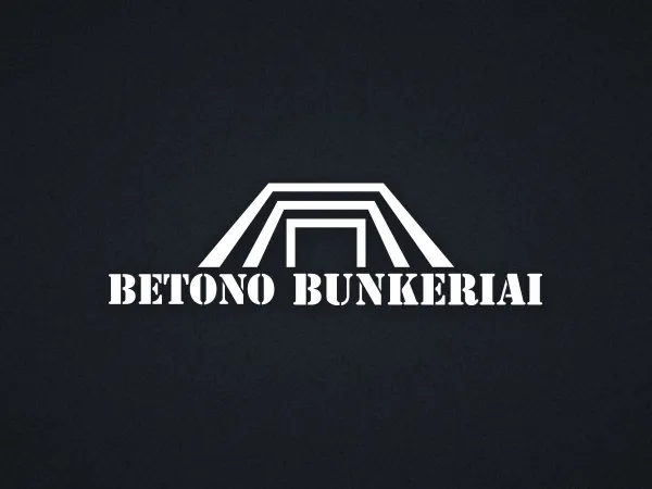 “Betono bunkeriai” logo – on a dark background