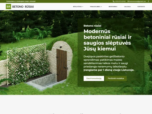 „Betono rūsiai“ svetainė – visas pagrindinis puslapis