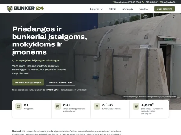 „Bunker24“ svetainė – visas pagrindinis puslapis