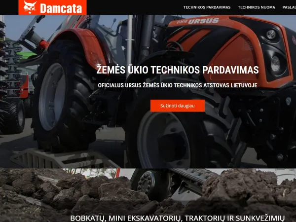 „Damcata“ svetainė – pagrindinis puslapis kompiuterio ekrane