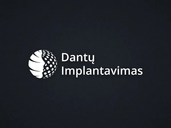 Логотип «Dantų implantavimas» – на тёмном фоне