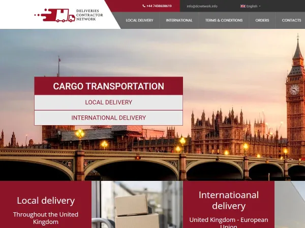 „Deliveries Contractor Network“ svetainė – pagrindinis puslapis kompiuterio ekrane