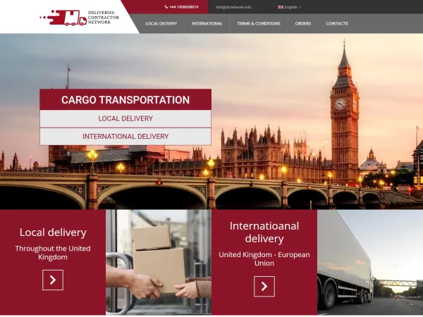 „Deliveries Contractor Network“ svetainė – visas pagrindinis puslapis