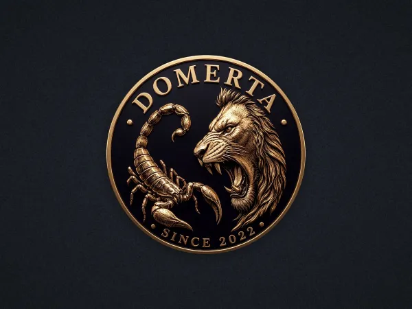 Логотип «Domerta» – на тёмном фоне