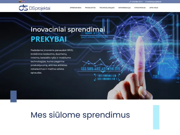 „DS Projektai“ svetainė – visas pagrindinis puslapis