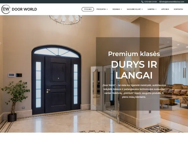 „Door World“ svetainė – visas pagrindinis puslapis