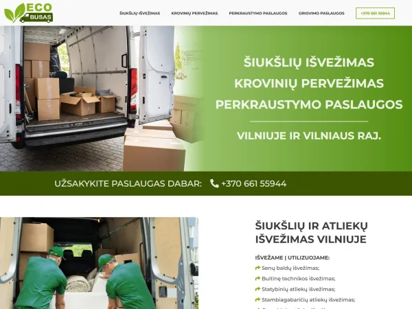 „ECO busas“ svetainė – visas pagrindinis puslapis