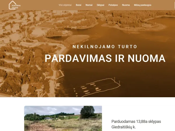 „Elektrėnų valdos“ svetainė – pagrindinis puslapis kompiuterio ekrane