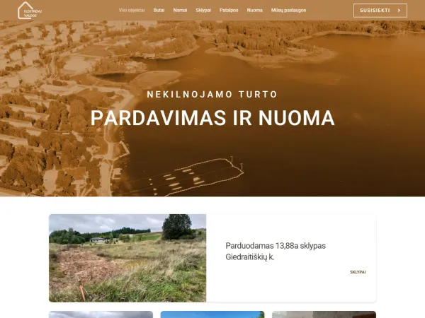 „Elektrėnų valdos“ svetainė – visas pagrindinis puslapis