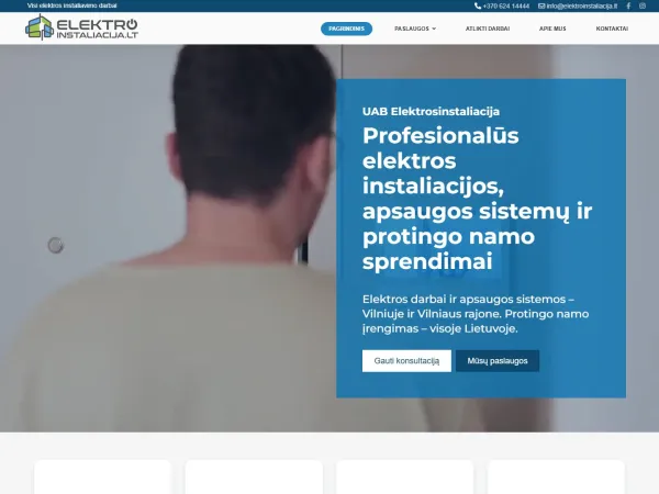 „Elektros instaliacija“ svetainė – visas pagrindinis puslapis
