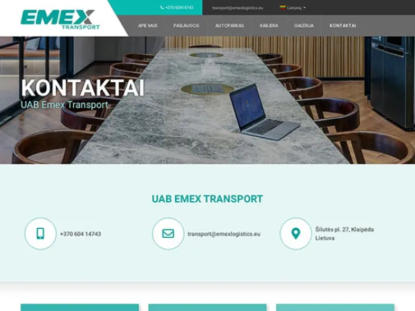 Сайт «Emex Transport» – страница контактов