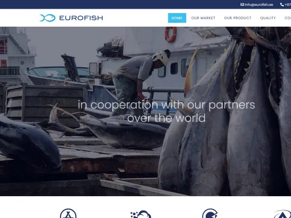 „Eurofish Trading International FZCO“ svetainė – pagrindinis puslapis kompiuterio ekrane