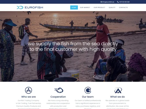 „Eurofish Trading International FZCO“ svetainė – visas pagrindinis puslapis