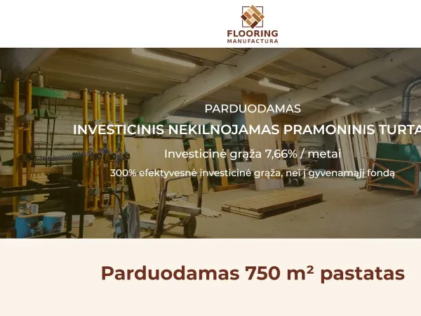 „Flooring Manufactura“ svetainė – pagrindinis puslapis kompiuterio ekrane