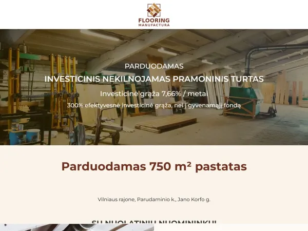 „Flooring Manufactura“ svetainė – visas pagrindinis puslapis