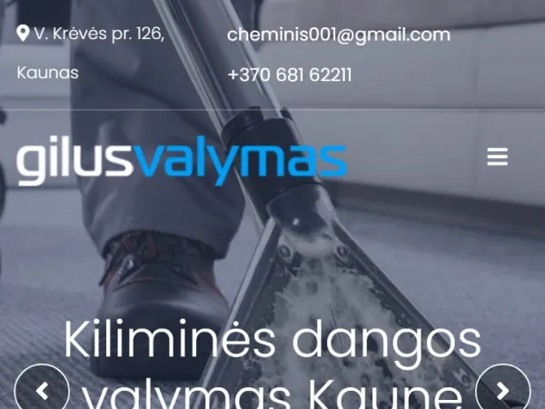 „Gilus valymas“ svetainė – mobilioji versija