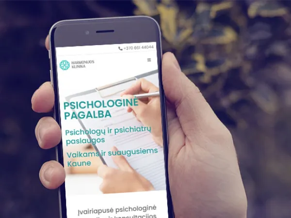 „Harmonijos klinika“ svetainė – mobilioji versija