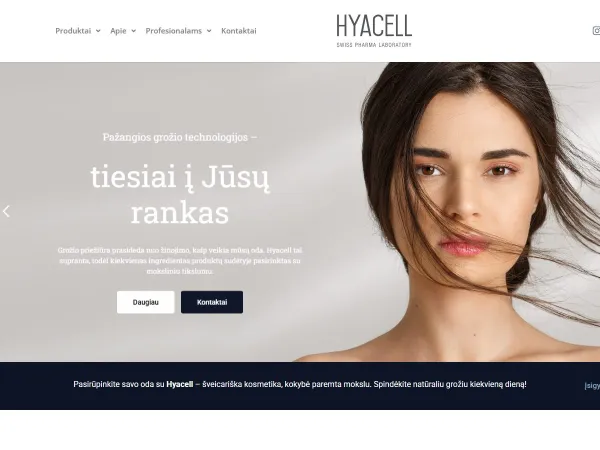 „Hyacell“ el. parduotuvė – pagrindinis puslapis kompiuterio ekrane