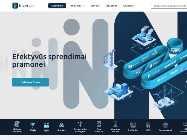 „Invertas“ el. parduotuvė – pagrindinis puslapis kompiuterio ekrane