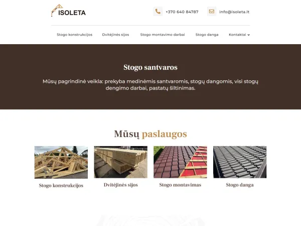„Isoleta“ svetainė – visas pagrindinis puslapis