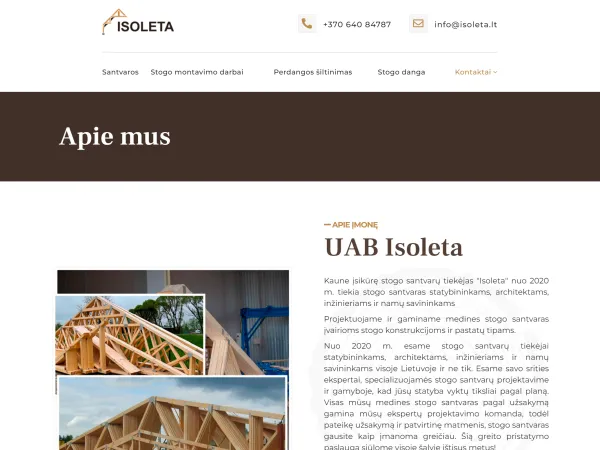 „Isoleta“ svetainė – kontaktų puslapis