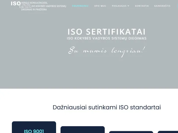 „Isolita“ svetainė – pagrindinis puslapis kompiuterio ekrane