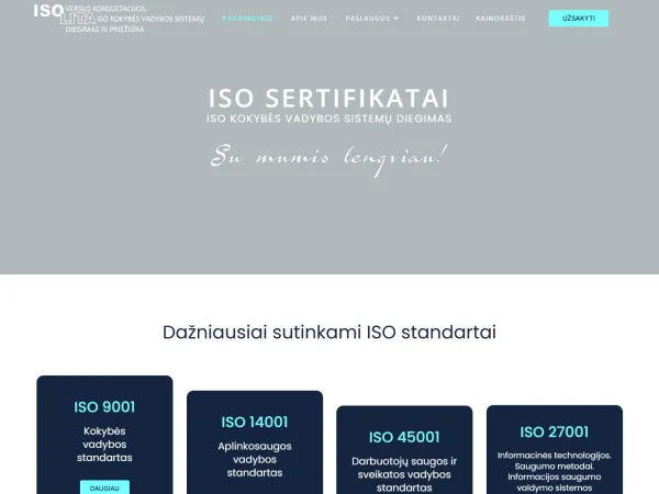„Isolita“ svetainė – visas pagrindinis puslapis