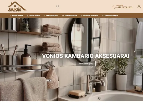 „Jauktis.lt“ el. parduotuvė – pagrindinis puslapis kompiuterio ekrane