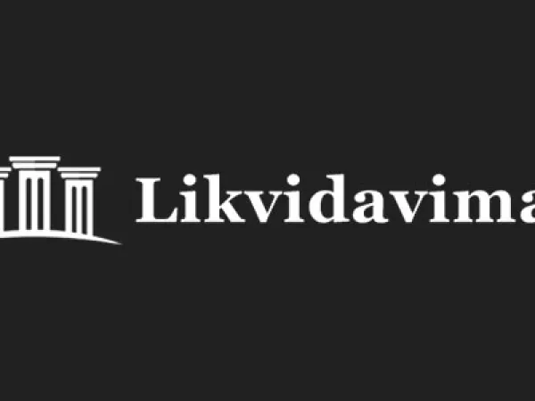 “Likvidavimas” logo – on a dark background