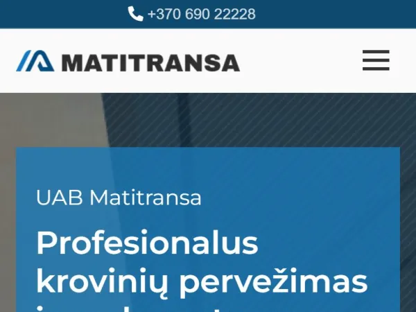 „UAB Matitransa“ svetainė – mobilioji versija