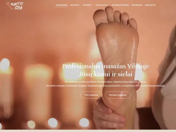 „Mystic SPA“ el. parduotuvė – pagrindinis puslapis kompiuterio ekrane