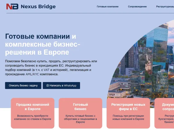 „Nexus Bridge“ svetainė – pagrindinis puslapis kompiuterio ekrane